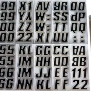 Snowmobile Lettering Black/Silver 2" Registration Kit