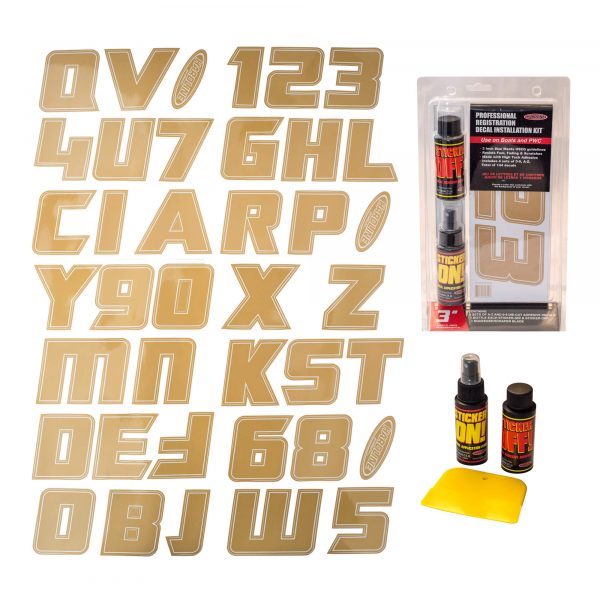 Boat Lettering Brown 3″ registration installation kit