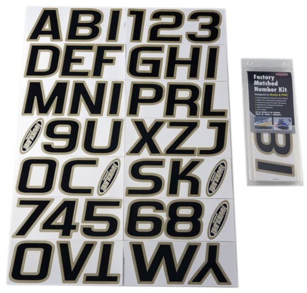 Boat Lettering Black/Beige 3" Registration Kit