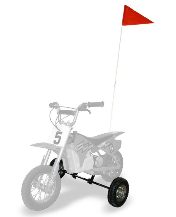 Training Wheels & Safety Flag for Razor MX, SX, RSF, 125,350, 400, 500, 650 and Indian eFTR jr., Electric Motorcycles.
