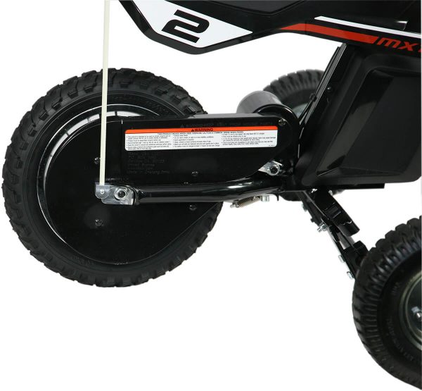 Training Wheels & Safety Flag for Razor MX, SX, RSF, 125,350, 400, 500, 650 and Indian eFTR jr., Electric Motorcycles.