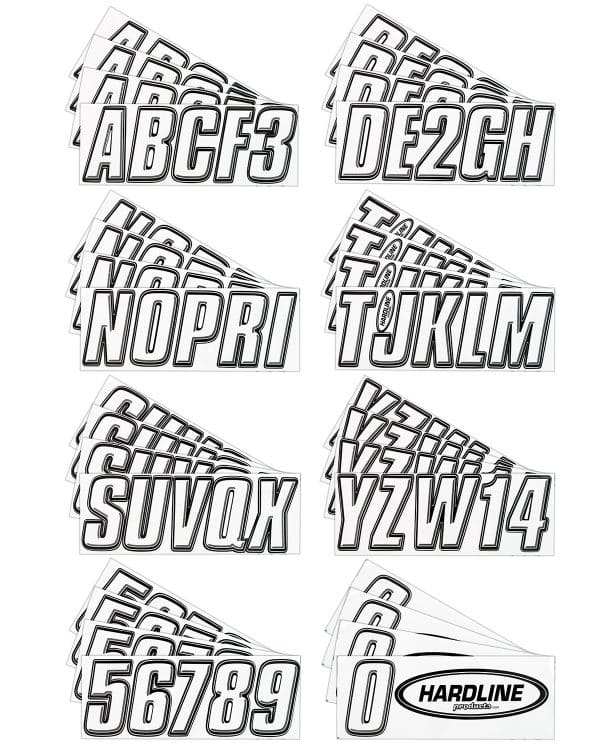 Boat Lettering Transparent Clear and Black 3″ Registration kit