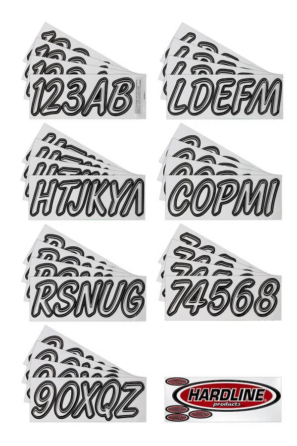 Boat Lettering White/Black 3″ Registration Kit