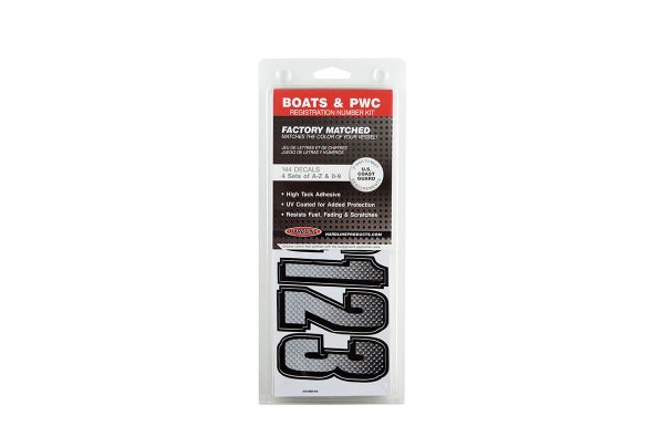 Boat Lettering Silver/Black 3″ Registration Kit