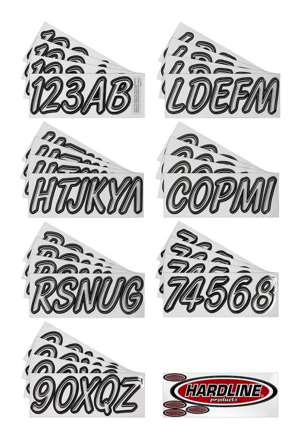 Boat Lettering Silver/Black 3″ Registration Kit