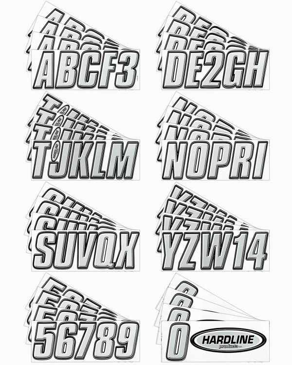 Boat Lettering Silver/Black 3″ Registration Kit