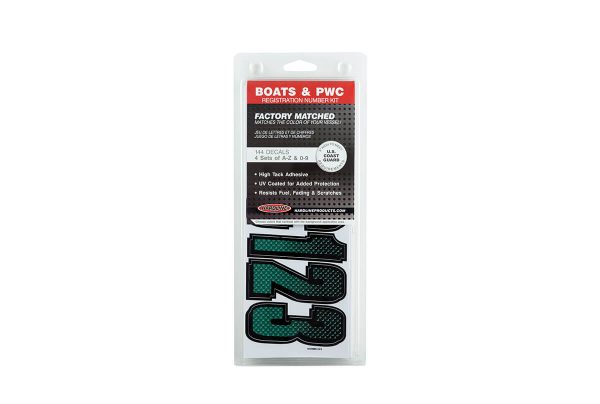 Boat Lettering Forrest Green/Black 3″ Registration Kit