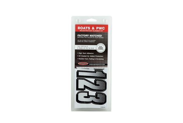 Boat Lettering White/Black 3″ Registration Kit