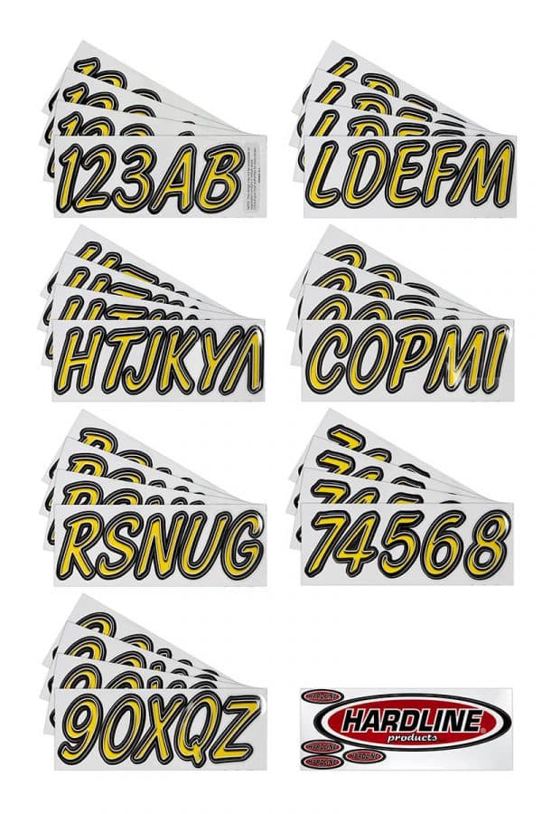 Boat Lettering Yellow/Black 3″ Registration Kit