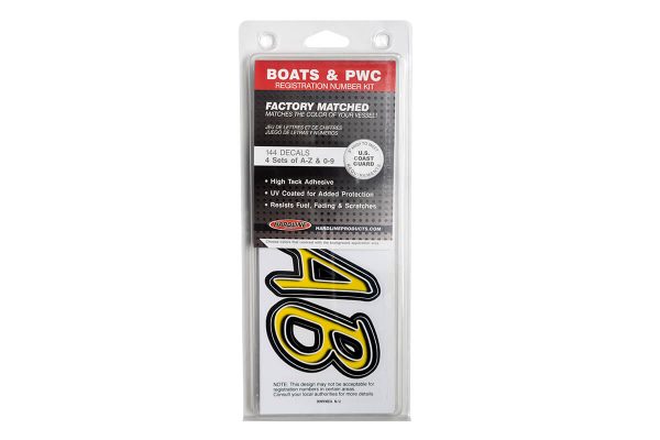 Boat Lettering Yellow/Black 3″ Registration Kit