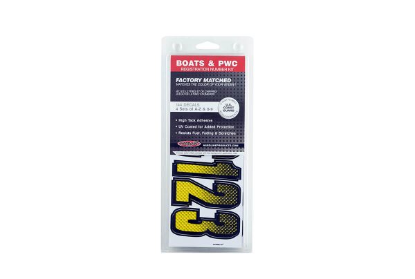 Boat Lettering Yellow/Black 3″ Registration Kit