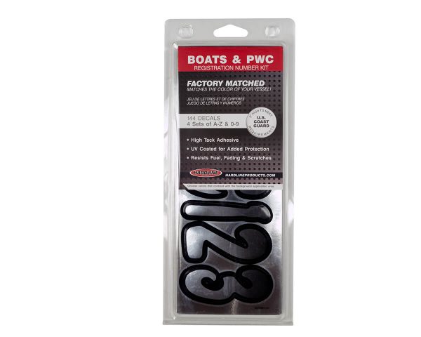 Boat Lettering chrome/black 3″ registration kit