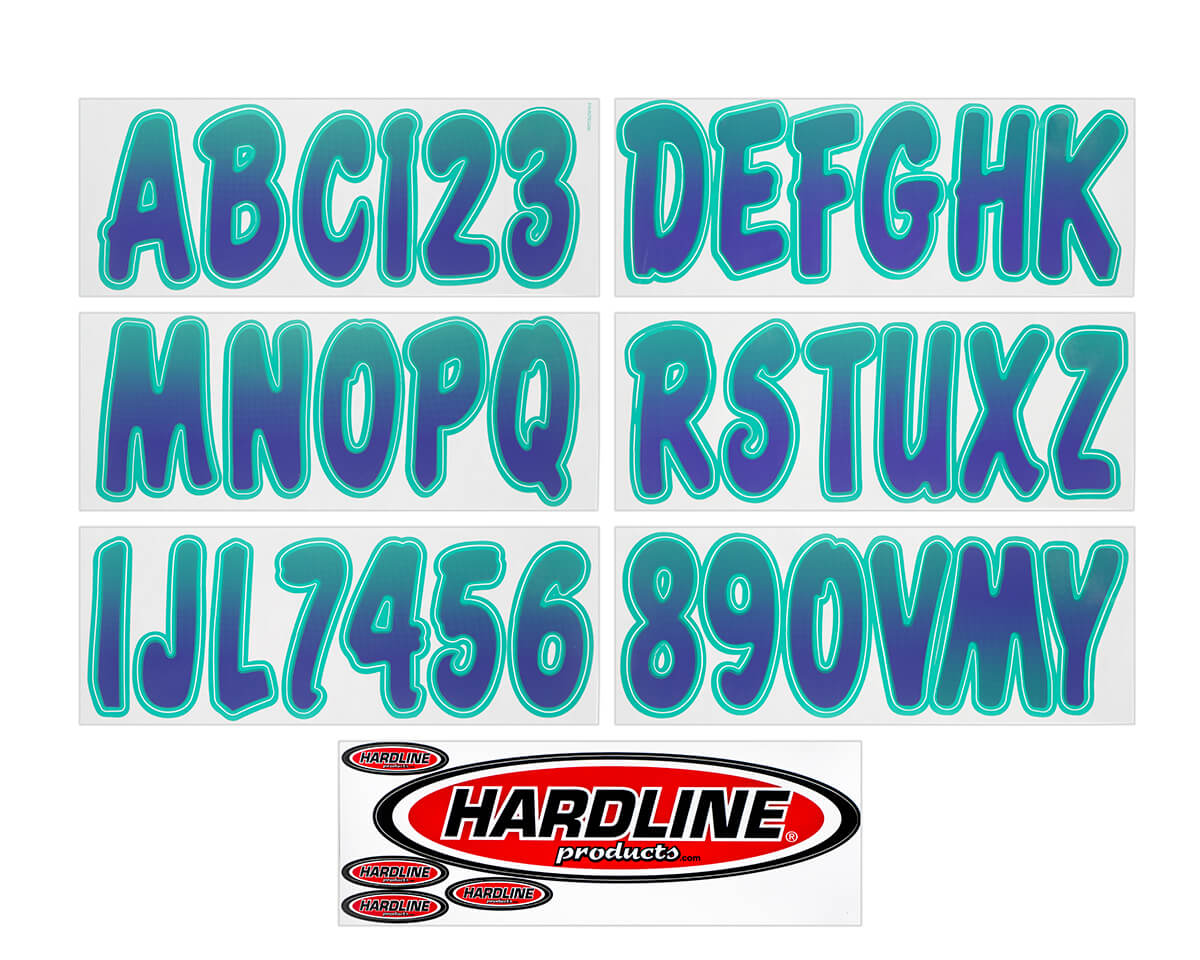 Details about   200 Series 3" Purple/Teal Shaded Boat Lettering Registration Kit 