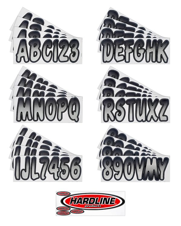 Boat Lettering Silver/Black 3″ Registration Kit