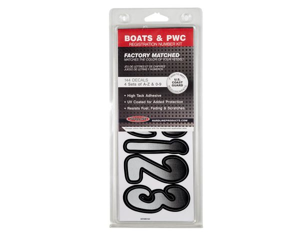 Boat Lettering Silver/Black 3″ Registration Kit