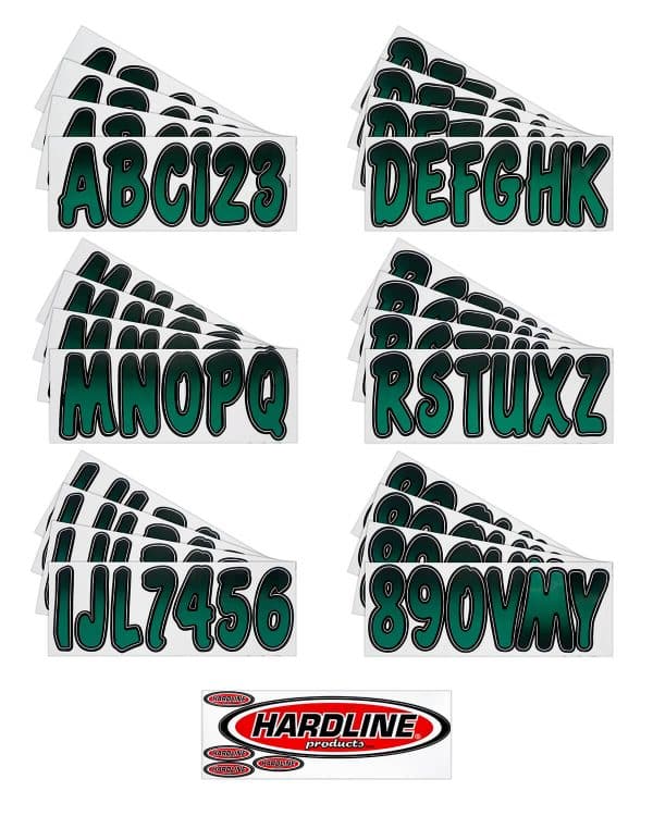 Boat Lettering FOREST GREEN/BLACK 3″ REGISTRATION KIT