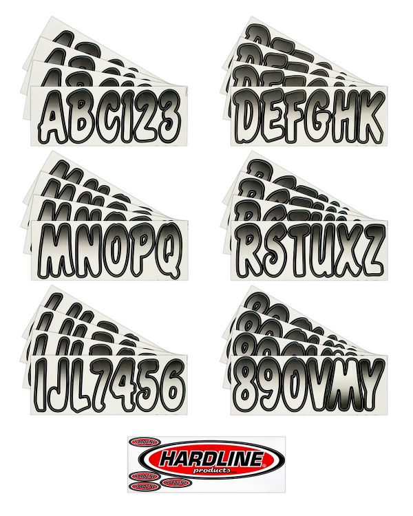 Boat Lettering WHITE/BLACK 3″ REGISTRATION KIT