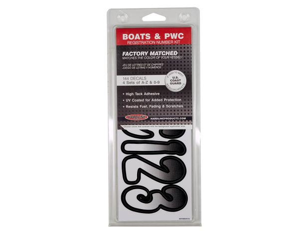 Boat Lettering WHITE/BLACK 3″ REGISTRATION KIT