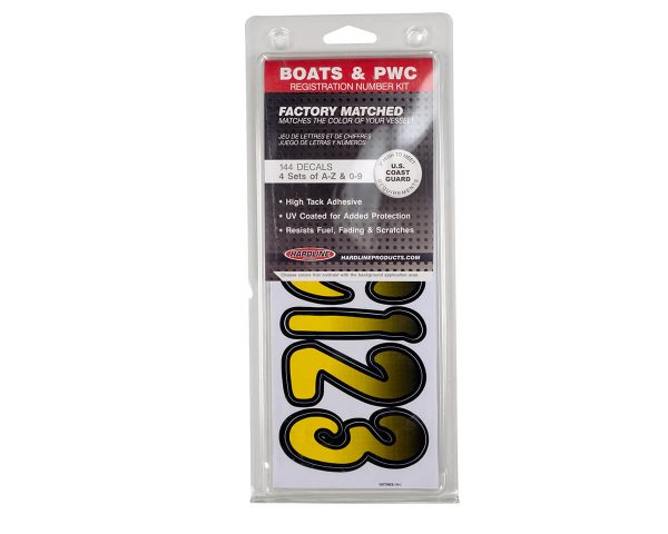 Boat Lettering YELLOW/BLACK 3″ REGISTRATION KIT