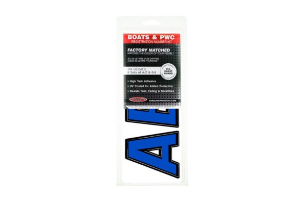 Boat Lettering Blue/Black 3″ Registration Kit