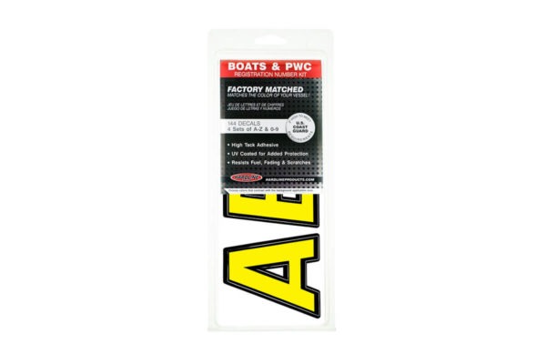 Boat Lettering Yellow/Black 3″ Registration Kit