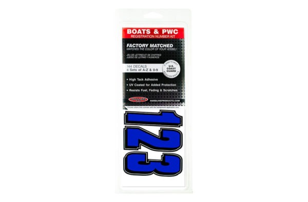 Boat Lettering Blue/Black 3″ Registration Kit