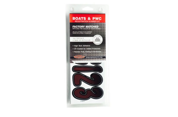 Boat Lettering BURGUNDY/BLACK 3″ REGISTRATION KIT