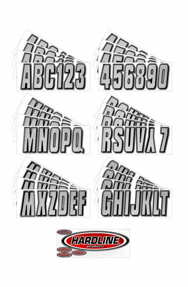 Boat Lettering Silver/Black 3″ Registration Kit