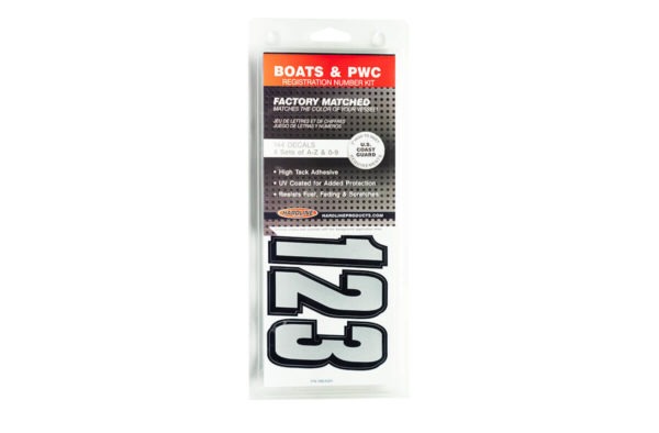 Boat Lettering Silver/Black 3″ Registration Kit