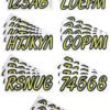 Boat Lettering Lime Yellow/Black 3" Registration Kit