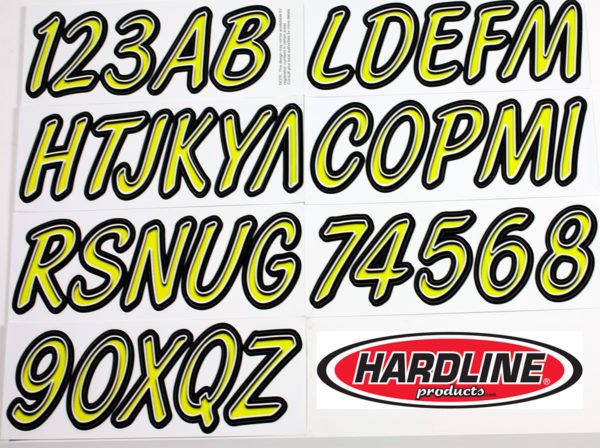 Boat Lettering Lime Yellow/Black 3″ Registration Kit