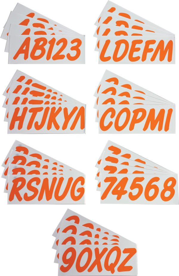 Boat Lettering Solid Orange 3″ Registration Kit