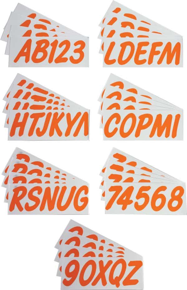 Boat Lettering Solid Orange 3″ Registration Kit