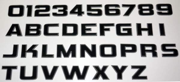 Boat Lettering Raised EVA Foam Black & Silver 3″ REGISTRATION Numbers