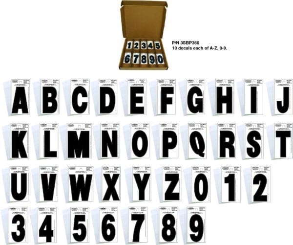 Black Decals Kit & Organizer A-Z, 0-9 360 pcs.