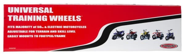 Universal Training Wheels™ for most 50cc Motorcycle and Pit Bikes.