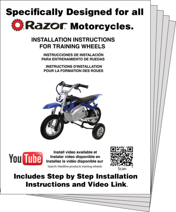 Training Wheels for Razor MX, SX, RSF, 125,350, 400,450, 500, 650, Indian eFTR jr., CRF-E2, Palby’s  Electric Motorcycles.