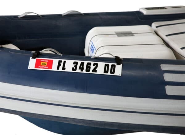 Registration Sticker Plate for Inflatable Dinghy, Boat or Tender with Velcro Straps w/ Registration Letters & Numbers Applied