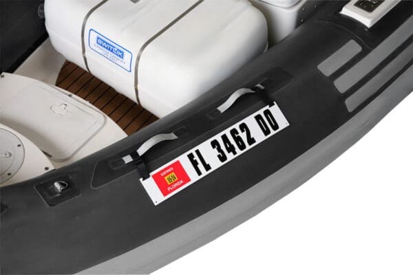 Registration Sticker Plate for Inflatable Dinghy, Boat or Tender with Velcro Straps