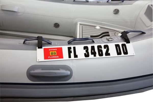 Registration Sticker Plate for Inflatable Dinghy, Boat or Tender with Velcro Straps w/ Registration Letters & Numbers Applied