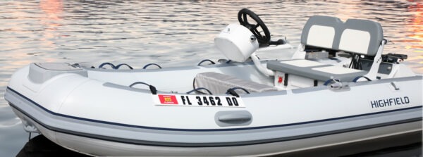 Registration Sticker Plate for Inflatable Dinghy, Boat or Tender with Velcro Straps w/ Registration Letters & Numbers Applied
