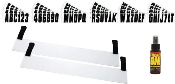 Registration Plates w/Hook & Loop Straps for Inflatables and RIB's Includes Decals Kit & Sticker-On!