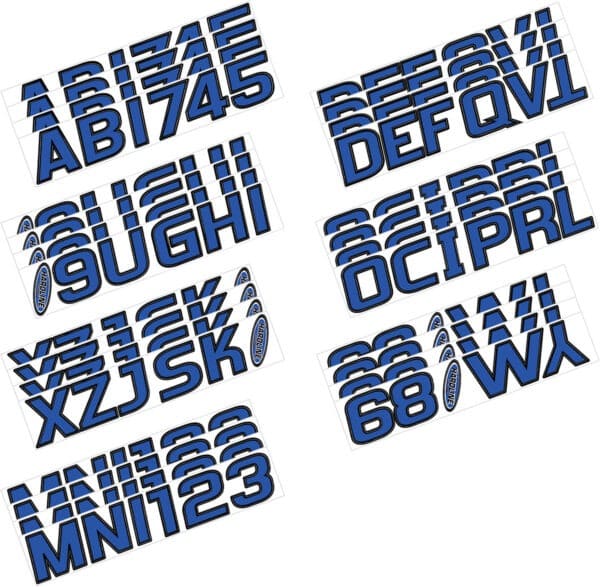 Boat Lettering Blue/Black 3" Registration Kit