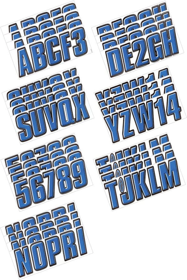 Boat Lettering Blue/Black 3" Registration Kit