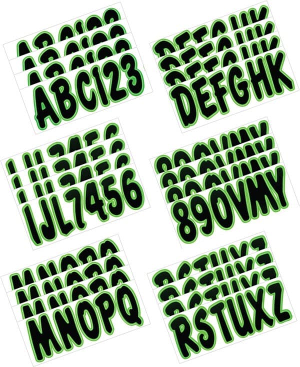 Boat Lettering Black/Kiwi 3" Registration Kit