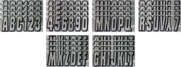 Boat Lettering Chrome/Black 3″ Registration Kit