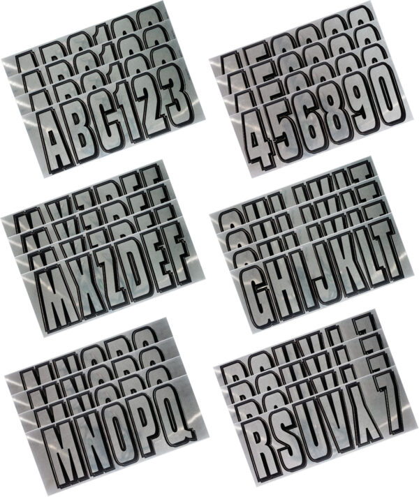 Boat Lettering Chrome/Black 3" Registration Kit