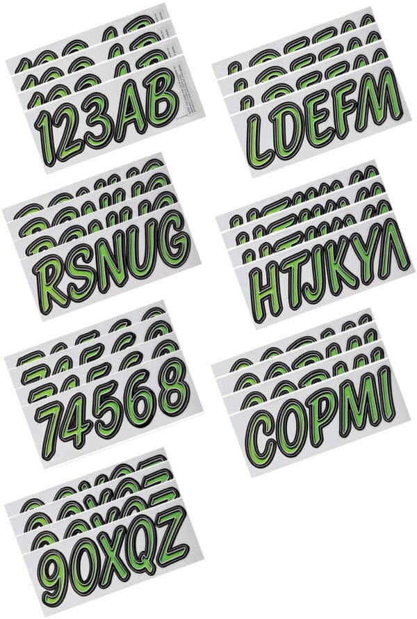 Boat Lettering Kiwi/Black 3" Registration Kit