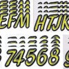 Boat Lettering Lime Yellow/Black 3" Registration Kit