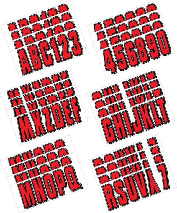 Boat Lettering Red/Black 3" Registration Kit